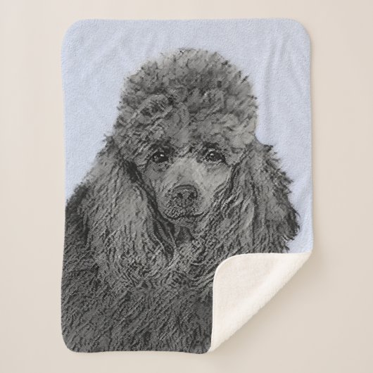 プードル絵画のミニチュアトイブラックオリジナルアート シェルパブランケット (正面)