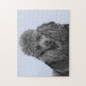 プードル絵画のミニチュアトイブラックオリジナルアート ジグソーパズル (縦)