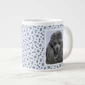 プードル絵画のミニチュアトイブラックオリジナルアート ジャンボコーヒーマグカップ (正面右)