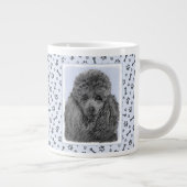 プードル絵画のミニチュアトイブラックオリジナルアート ジャンボコーヒーマグカップ (右)