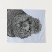 プードル絵画のミニチュアトイブラックオリジナルアート タペストリー (正面(横))