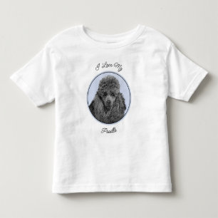 プードル絵画のミニチュアトイブラックオリジナルアート トドラーTシャツ