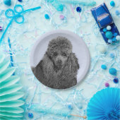 プードル絵画のミニチュアトイブラックオリジナルアート ペーパープレート (パーティー)