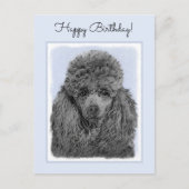 プードル絵画のミニチュアトイブラックオリジナルアート ポストカード (正面)