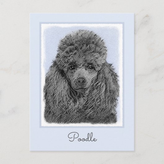 プードル絵画のミニチュアトイブラックオリジナルアート ポストカード (正面)