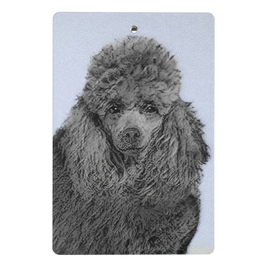 プードル絵画のミニチュアトイブラックオリジナルアート ミニクリップボード (裏面)