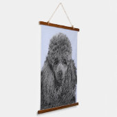 プードル絵画のミニチュアトイブラックオリジナルアート 吊り下げ型タペストリー (傾斜あり)
