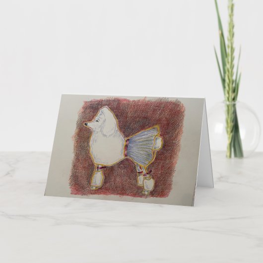 プードル誕生日カード 箔グリーティングカード (正面)