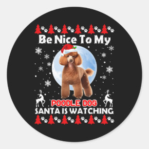 プードル醜いクリスマスプードルサンタIに素敵 ラウンドシール