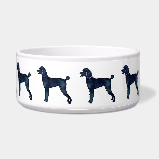 プードル黒水色シルエット ボウル (正面)