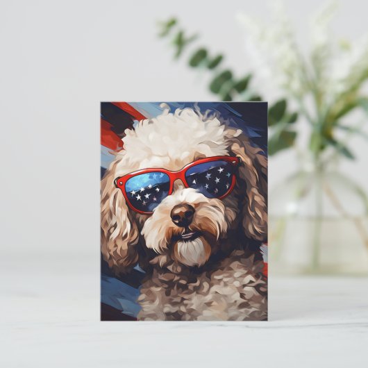プードル7月4日の独立記念日 ポストカード (スタンド正面)