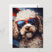 プードル7月4日の独立記念日 ポストカード (正面/裏面)