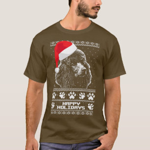 プードル かわいい ハッピーホリデー クリスマス Tシャツ