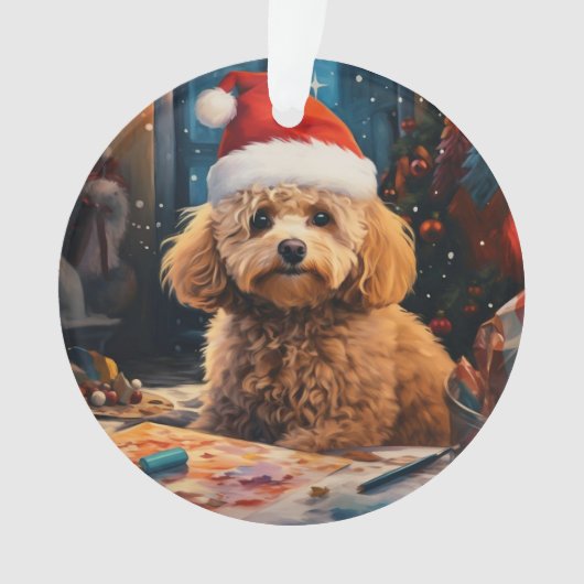 プードル　クリスマス,犬　メモリアル　ギフト,犬好き　ギフト オーナメント (正面)