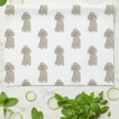 プードル（グレーシルバー） キッチンタオル (折り畳み)