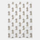 プードル（グレーシルバー） キッチンタオル (縦)