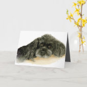 プードル・ドッグ・カードを持つ父の日 カード (黄色い花)