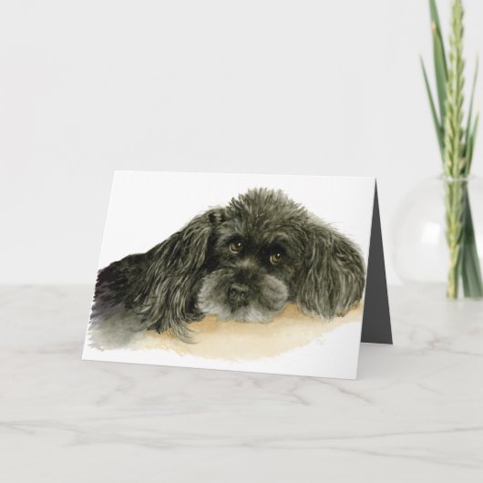 プードル・ドッグ・カードを持つ父の日 カード (正面)