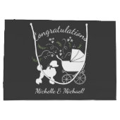 プードル·ドッグ·ベイビー·シャワー子犬のグレー男女兼用 ラージペーパーバッグ (裏面)