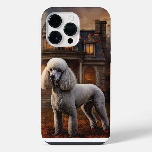 プードル ハロウィン おばけ iPhoneケース (裏面)