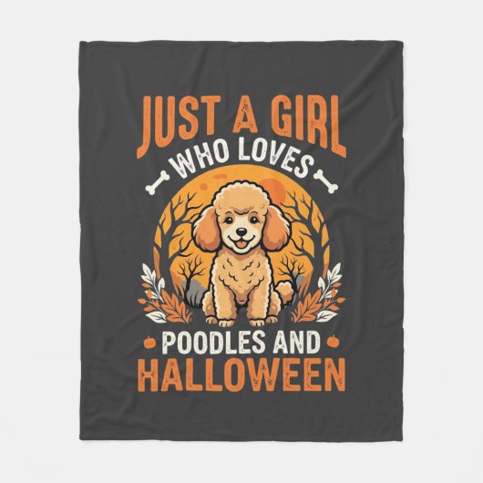 プードル ハロウィン 女子 犬好き デザイン 1 フリースブランケット (正面)