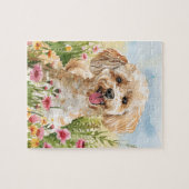 プードル パズル - 水彩画の犬の楽しみ (横)