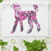 プードル、ピンクプードル キッチンタオル (折り畳み)