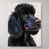 プードル ブラック | 水彩画の犬のイラスト ポスター (正面)