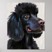 プードル ブラック | 水彩画の犬のイラスト ポスター (正面)