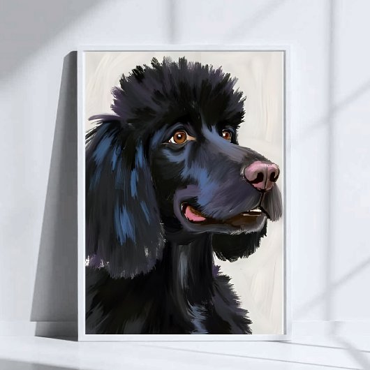 プードル ブラック | 水彩画の犬のイラスト ポスター