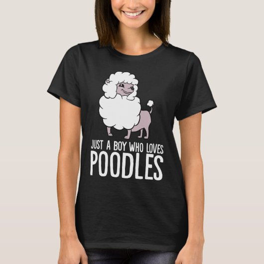 プードル・プードル犬を愛するおもしろい少年 Tシャツ (正面)