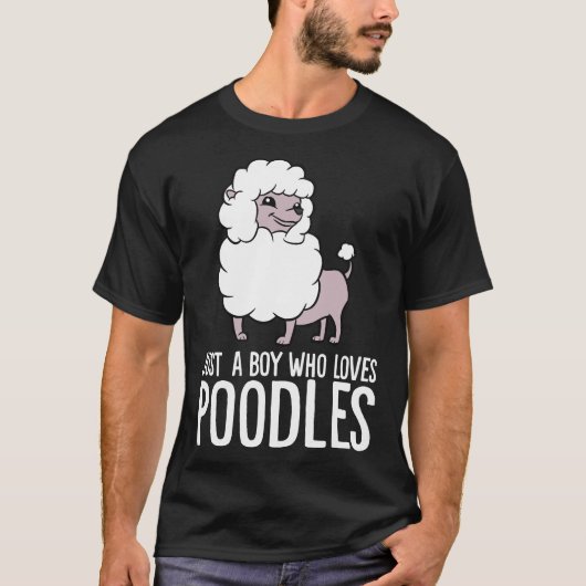 プードル・プードル犬を愛するおもしろい少年 Tシャツ (正面)