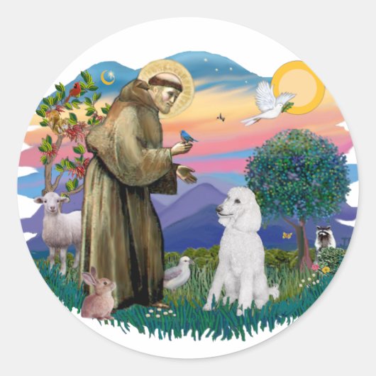 プードル（標準ホワイト） ラウンドシール (正面)