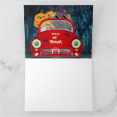 プードル 犬が運転する車 怖い ハロウィン カード (内部)