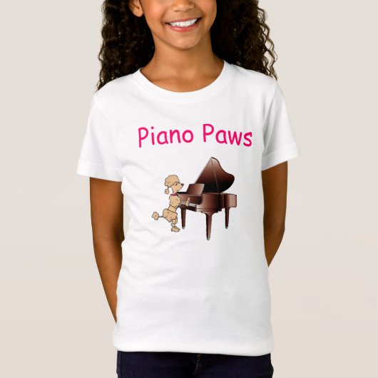 プードル(犬)のピアニストのピアノ足のワイシャツ Tシャツ (正面)