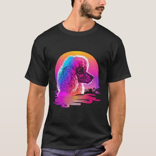 プードルsレトロ合成波80s美学 tシャツ (正面)