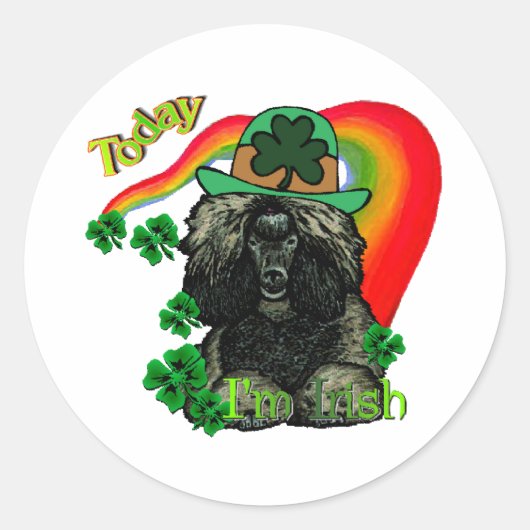 プードルSt patricks day ラウンドシール (正面)