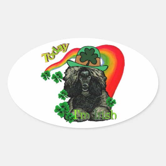 プードルSt patricks day 楕円形シール (正面)