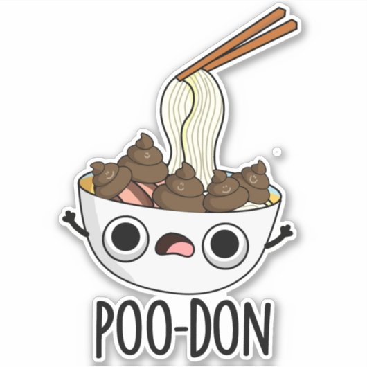 プードン面白いうどんのダジャレ シール (正面)