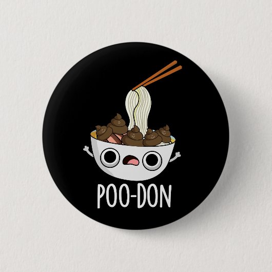 プードン おもしろ うどん ダジャレ 暗い背景 缶バッジ (正面)
