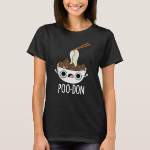 プードン 楽しいうどんのダジャレ ダークBG Tシャツ