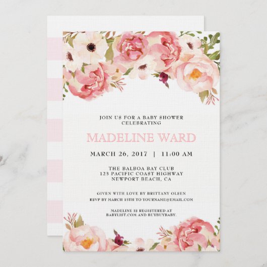 プーニーベビーシャワー招待状 招待状 (正面/裏面)