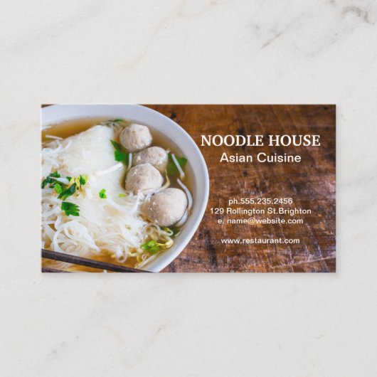 プーヌードルスープのレストランのテーブル 名刺 (正面)