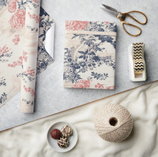 プーモダンニーフローラブルートイレデジュイパターン ラッピングペーパー