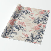プーモダンニーフローラブルートイレデジュイパターン ラッピングペーパー (アンロールド)