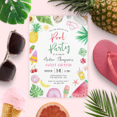 プーモダンルパーティーサマースウィート16誕生日 招待状
