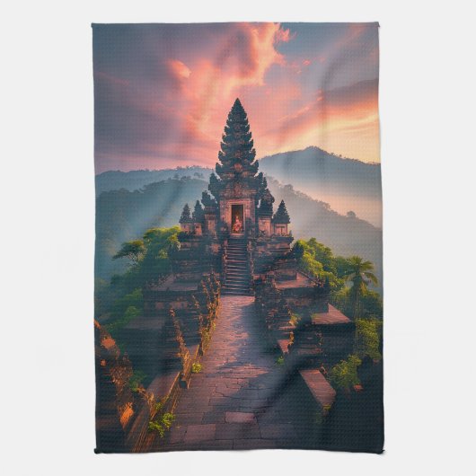 プーラ・セニャ・バリ - "バリ島の日の入り寺院" キッチンタオル (縦)