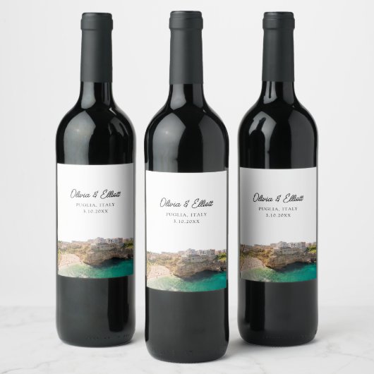 プーリア結婚式の引き出物パーソナライズされたワインラベル ワインラベル (ボトル)
