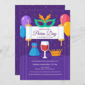 プーリムの日祝賀会招待状/お知らせ 招待状 (正面/裏面)