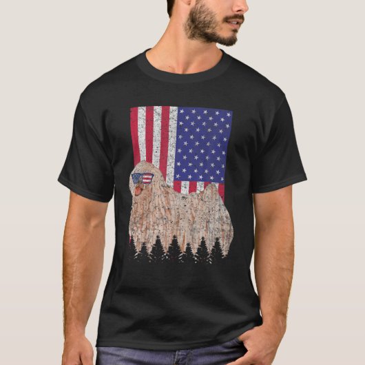 プーリ愛国犬アメリカプライド国旗 Tシャツ (正面)